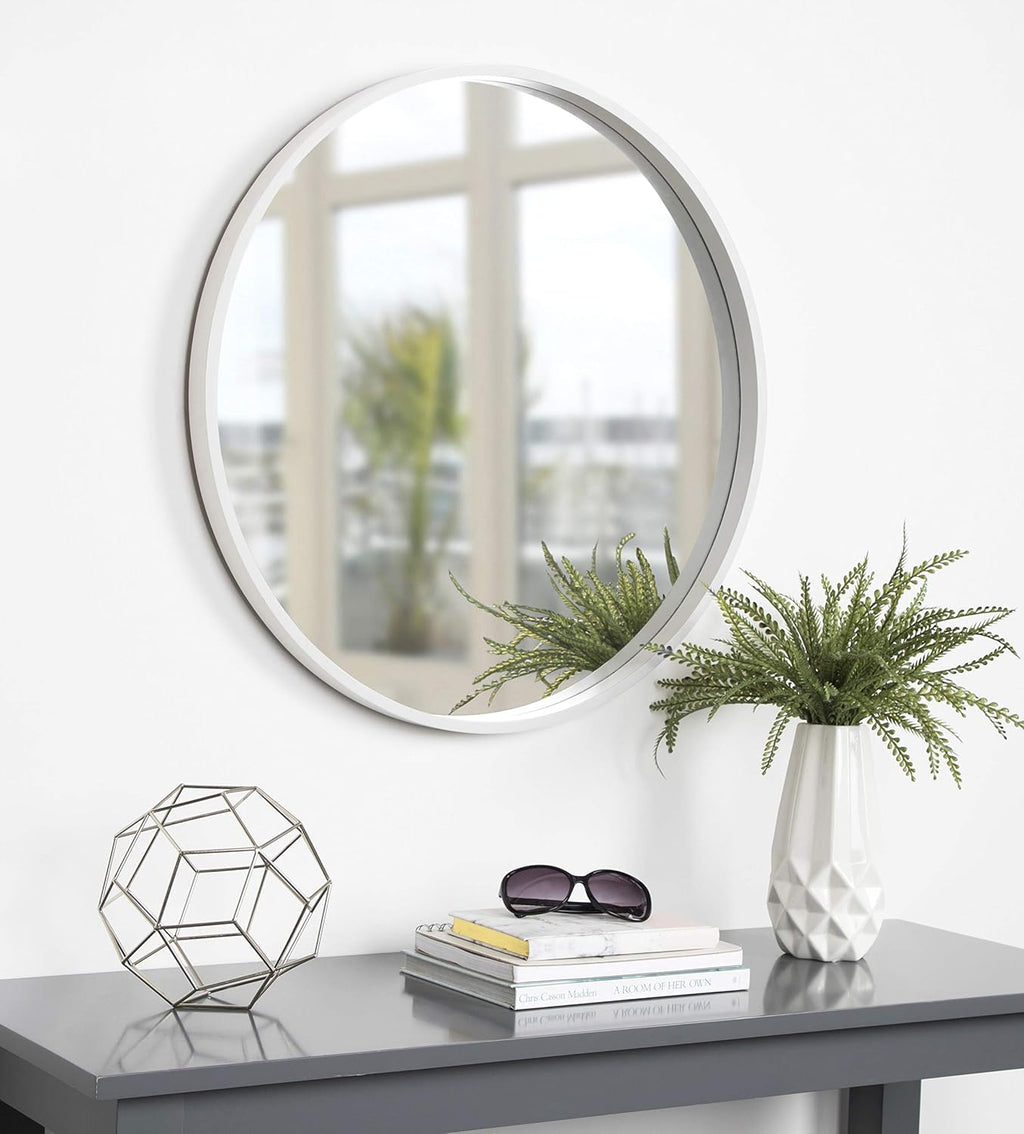 Round Modern Wood Wall Mirror — 25.6" - View 4