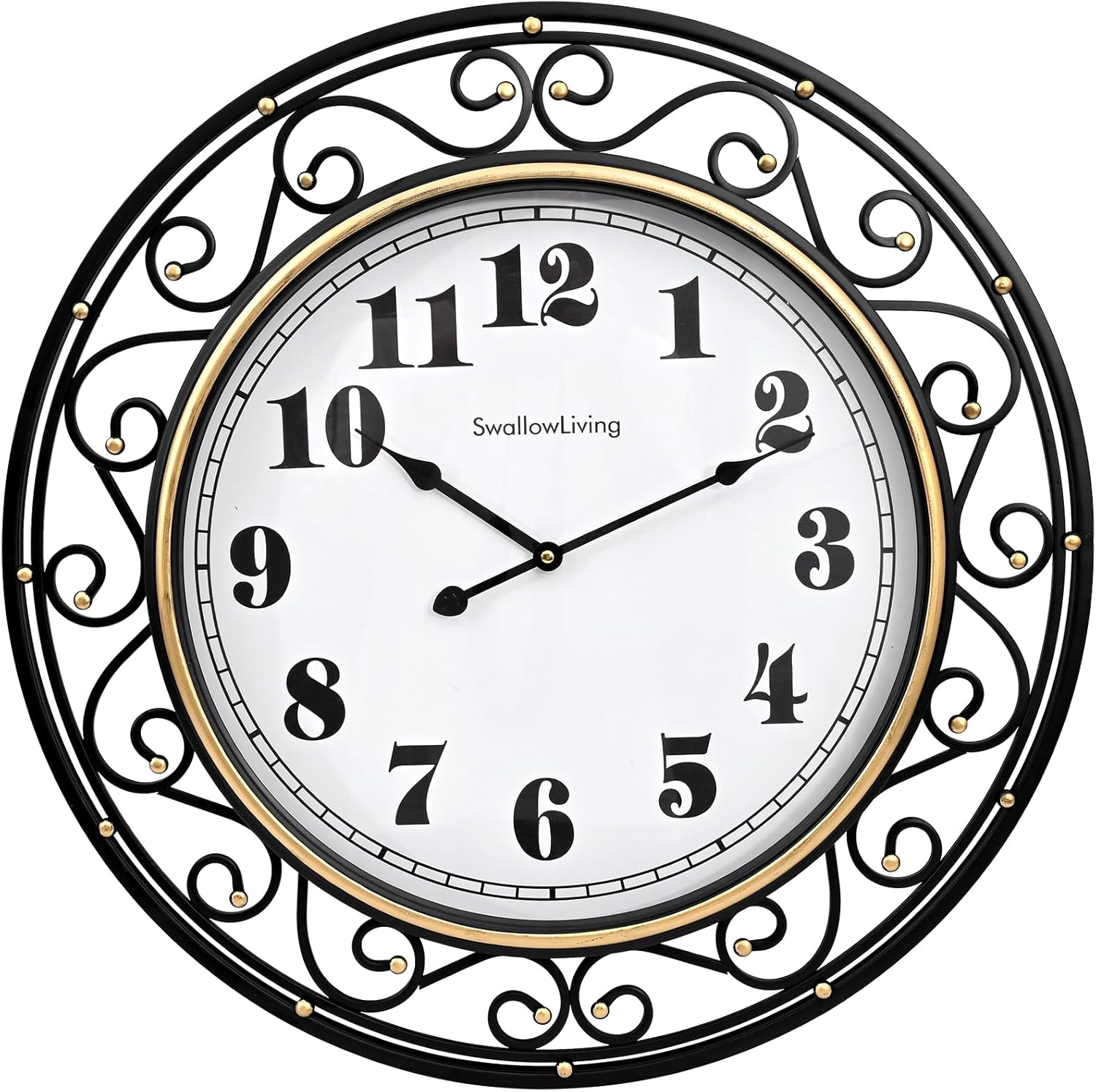 Battery Operated Mid-Century Black Wall Clock — 24" - View 4
