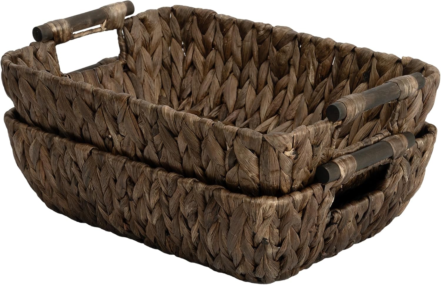 Hand-Woven Boho Beige Storage Basket — Dark Brown(Water Hyacinth)