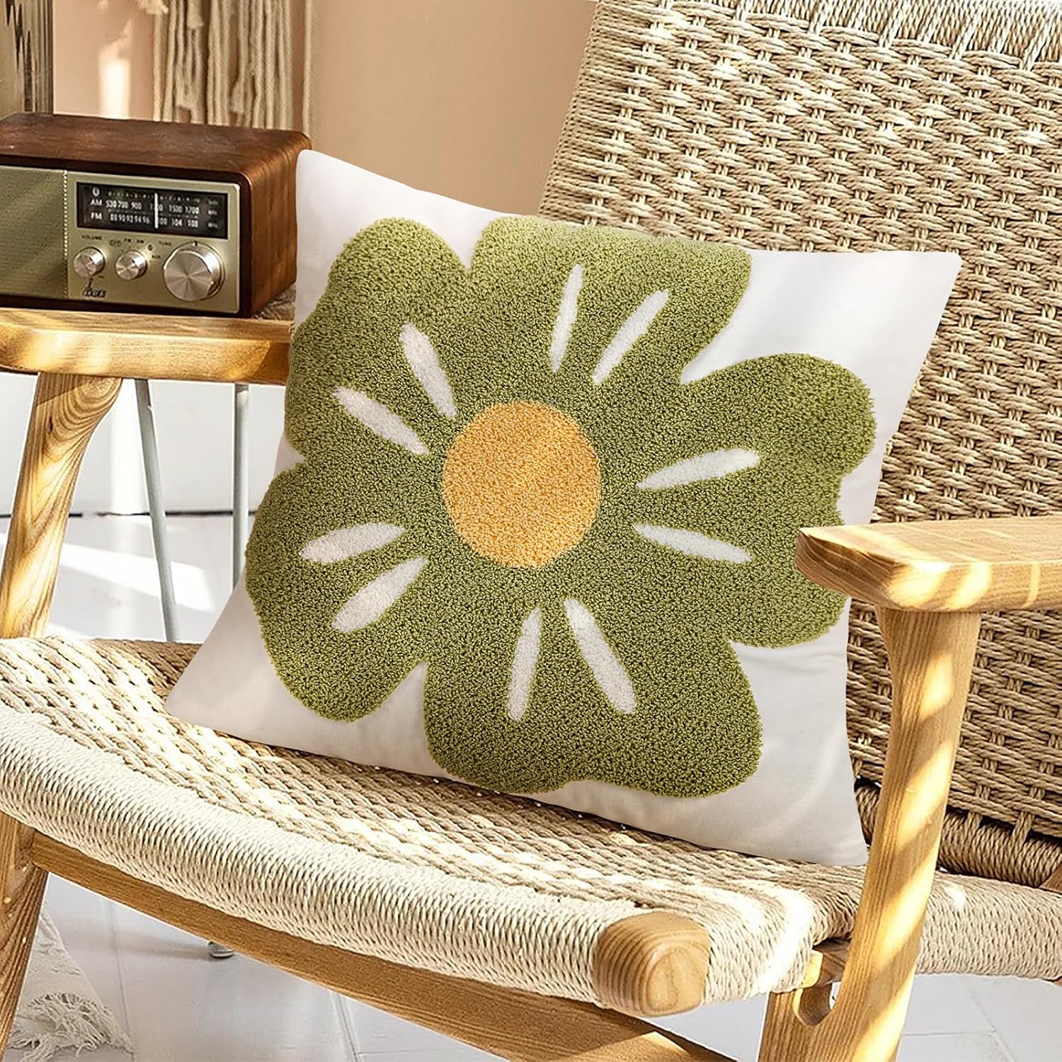 Embroidered Boho Black Throw Pillow Cover — 18" - View 2