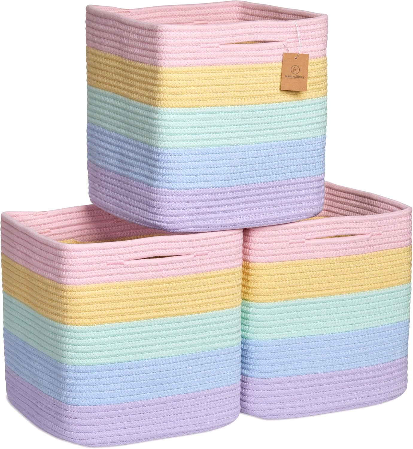 Boho Beige Vase — 11" — Pastel Rainbow