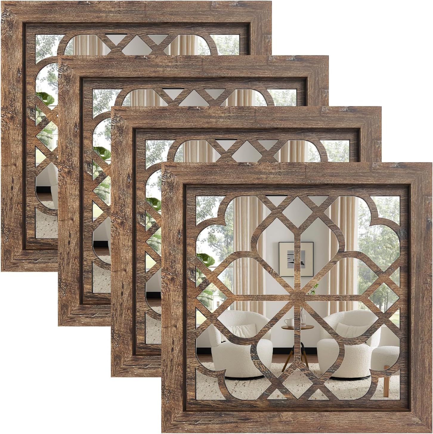 Vintage Boho Brown Wall Mirror — 12" — Redbrown