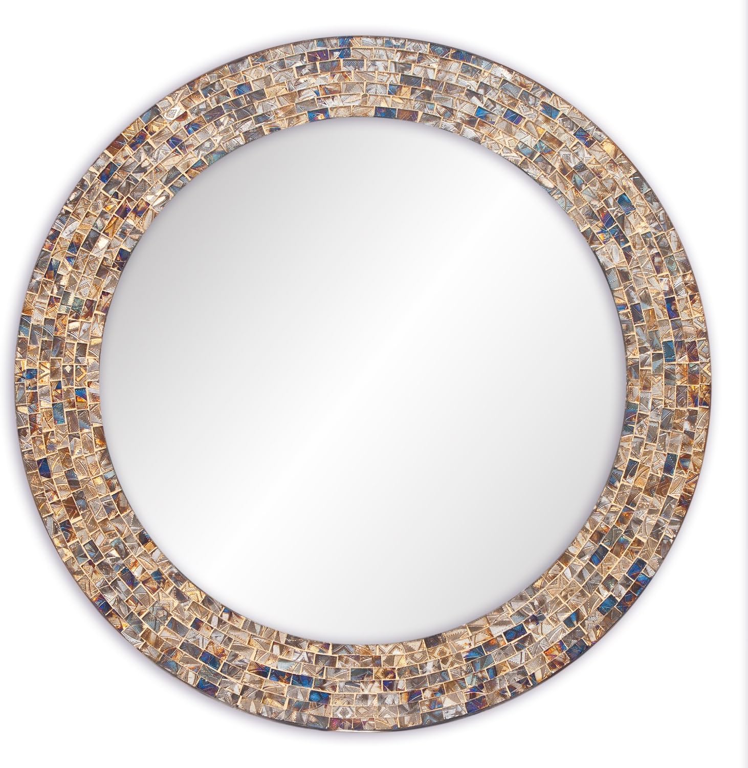 Round Luxe Beige Wall Mirror — 24" — Gold