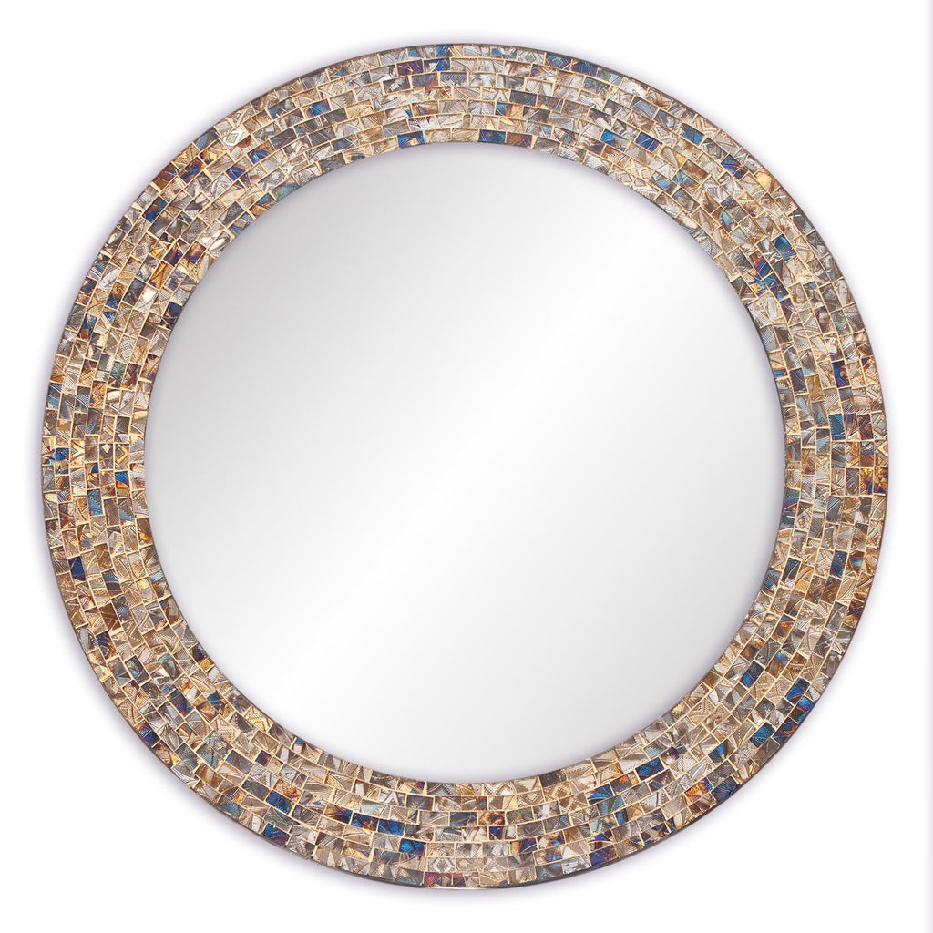 Round Luxe Beige Wall Mirror — 24"