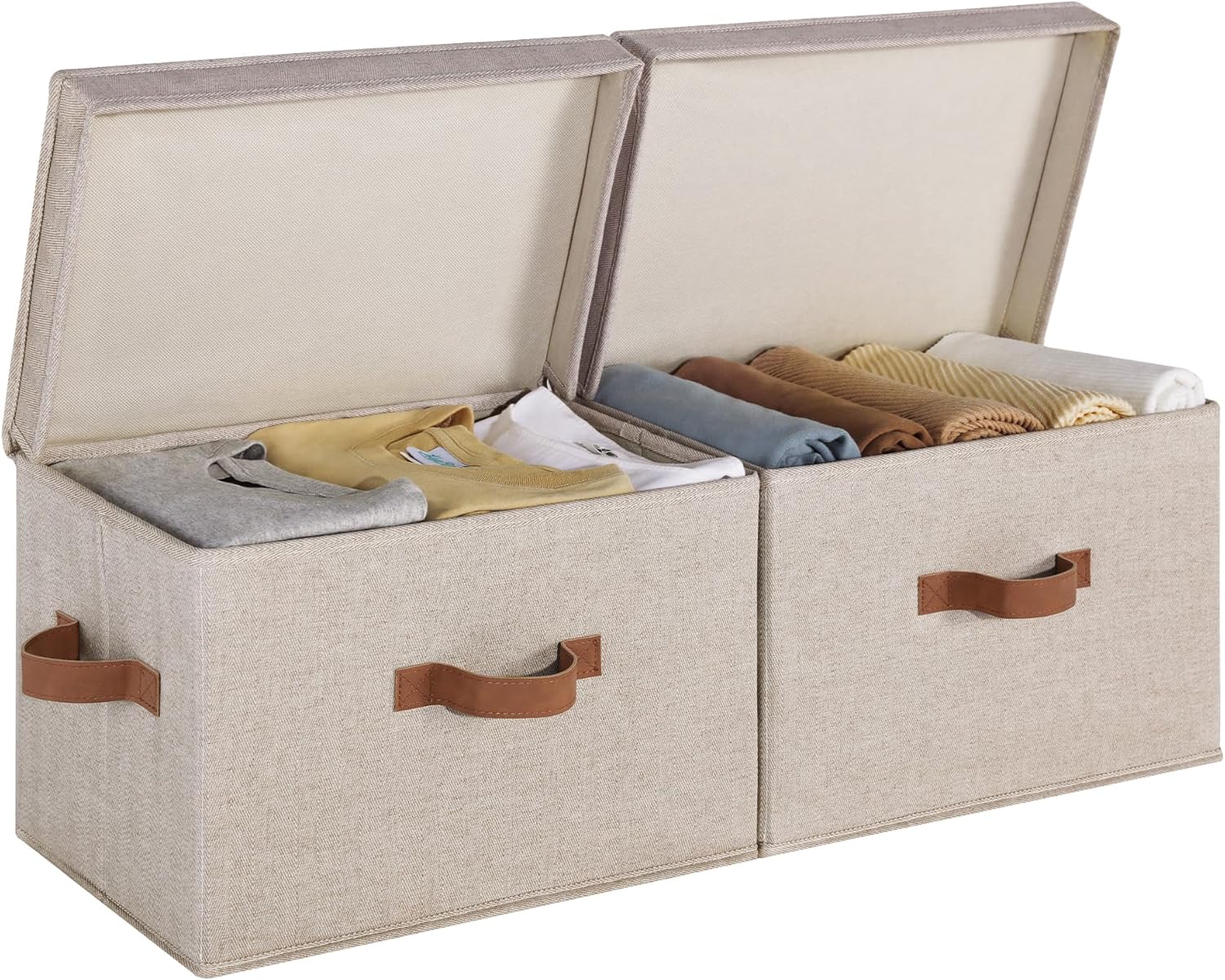 Beige Storage Bin — Brown and Beige