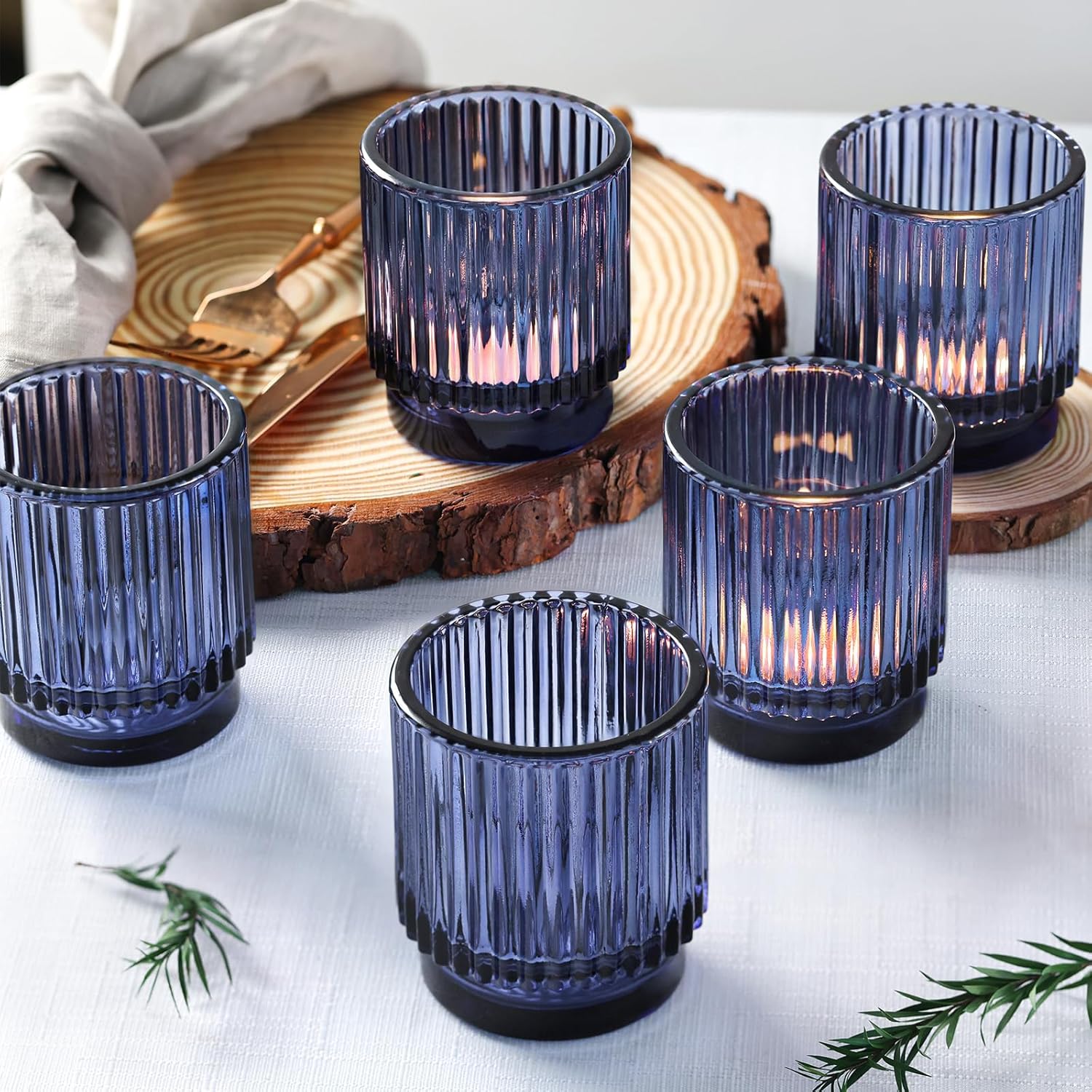 Vintage Boho Blue Candle — Blue