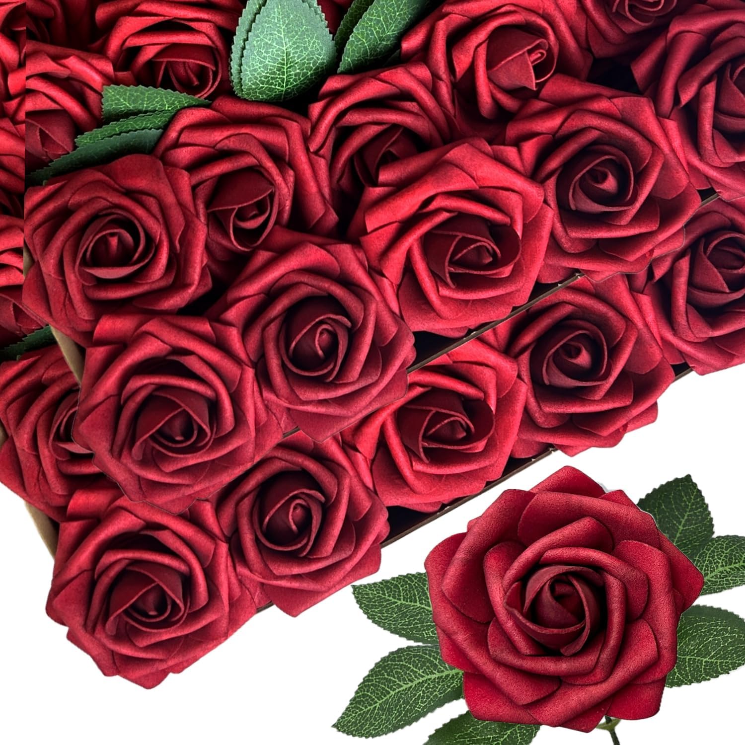 Beige Artificial Flowers — Dark Red