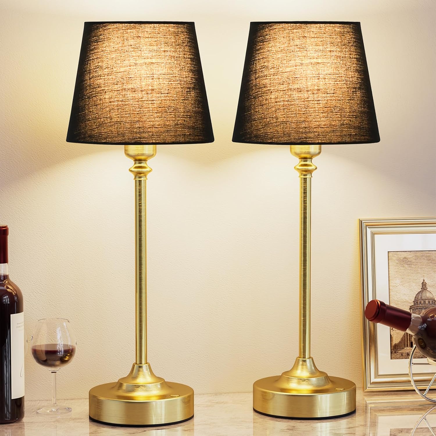 Cordless Luxe Black Table Lamp — Black - Gold