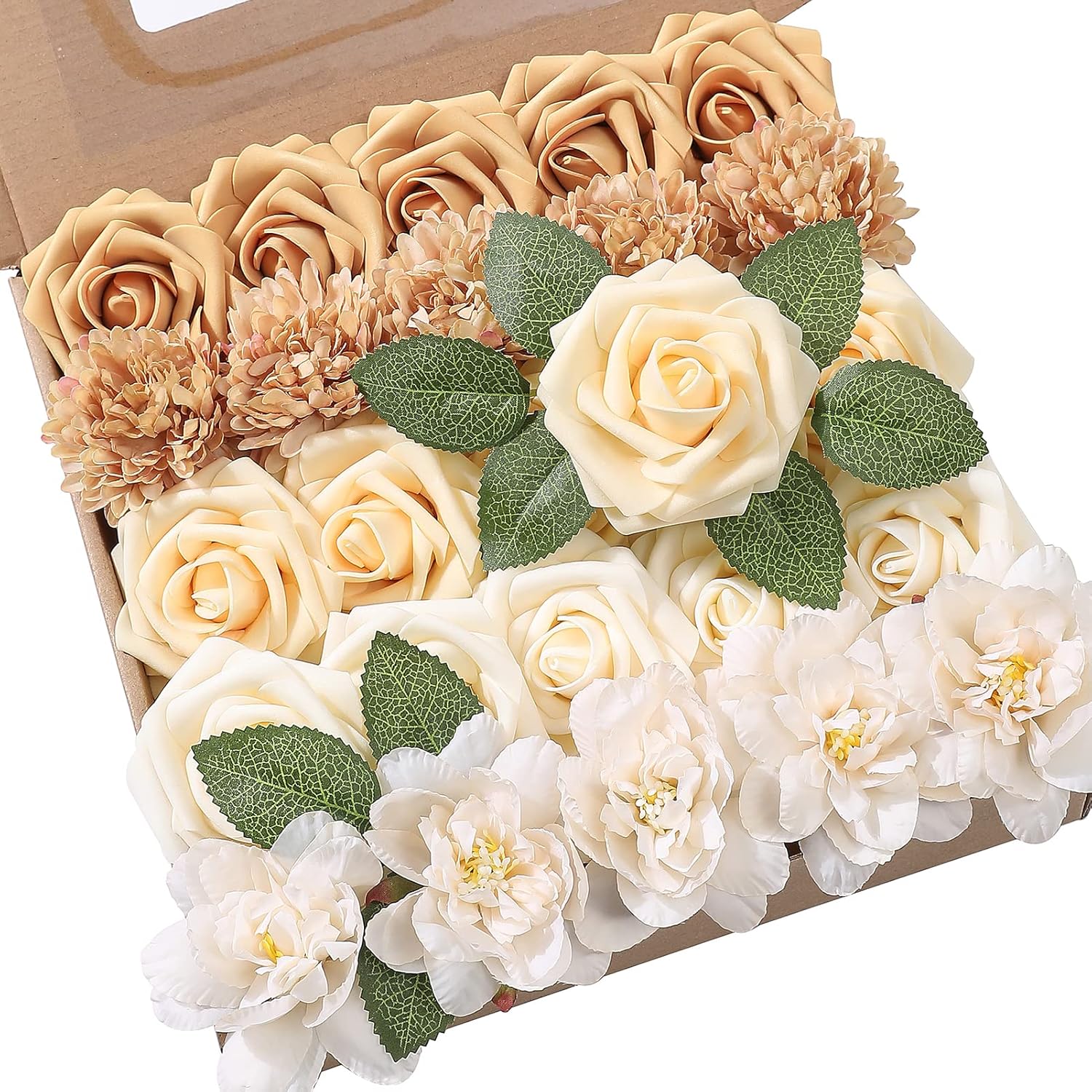 Blue Artificial Flowers — Champagne & White