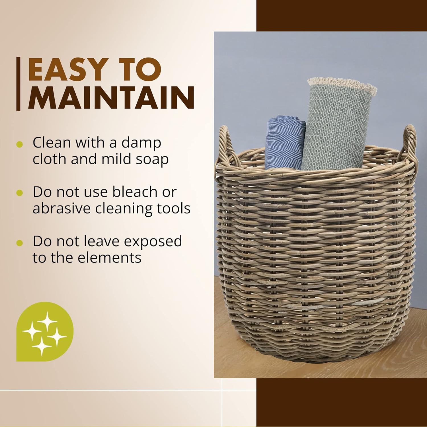 Handwoven Boho Rattan Storage Basket - View 5