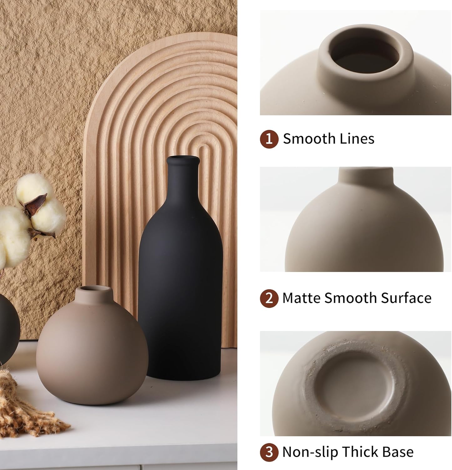 Farmhouse Brown Vase Set — Set of 3 - View 5