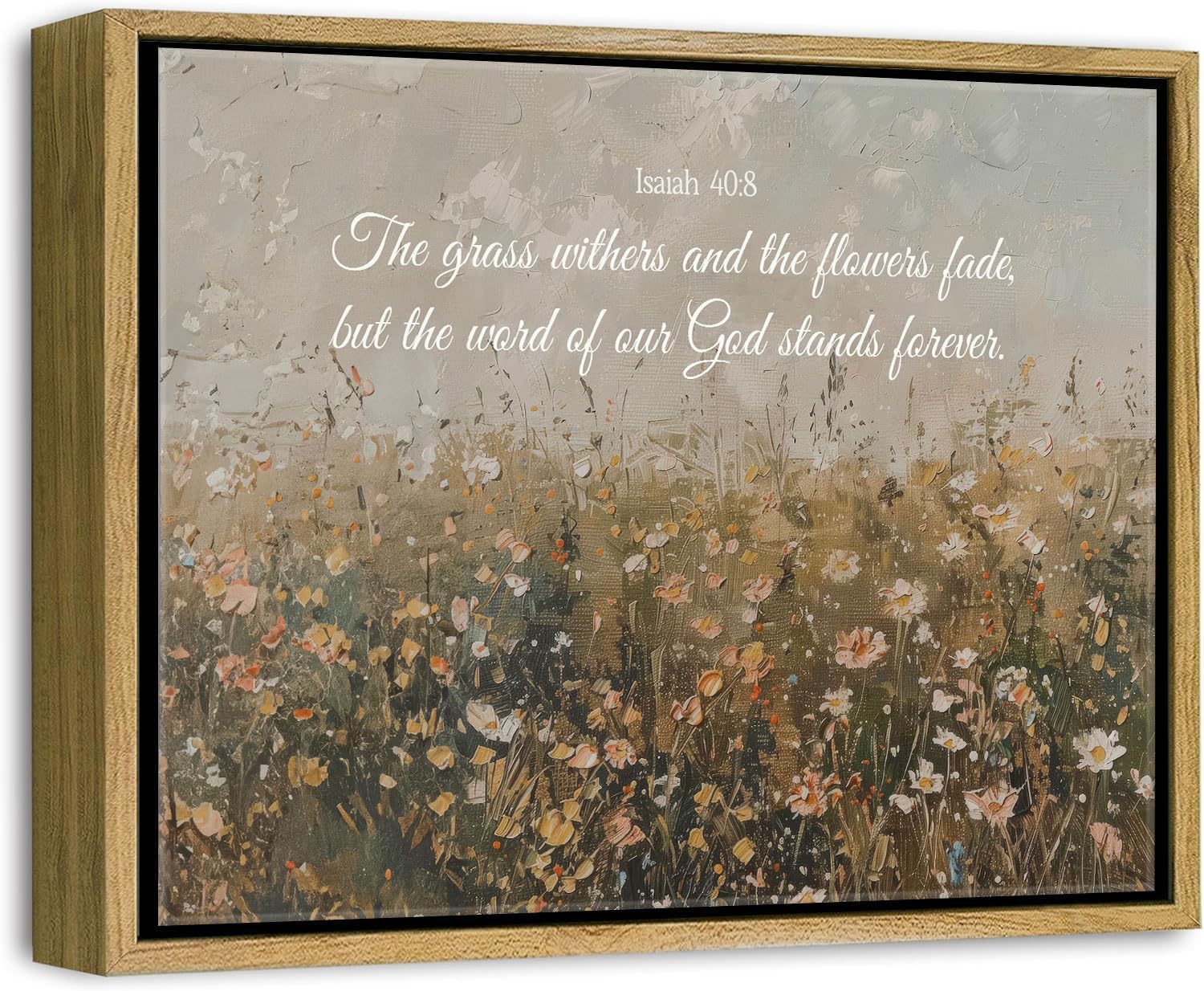 Framed Black Wall Decor — 10" — Floral Scripture