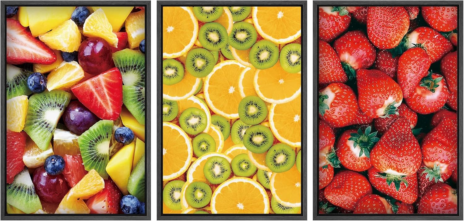 Framed Fabric Wall Art — 24" — 16" x 24" x 3 Panels BLACK