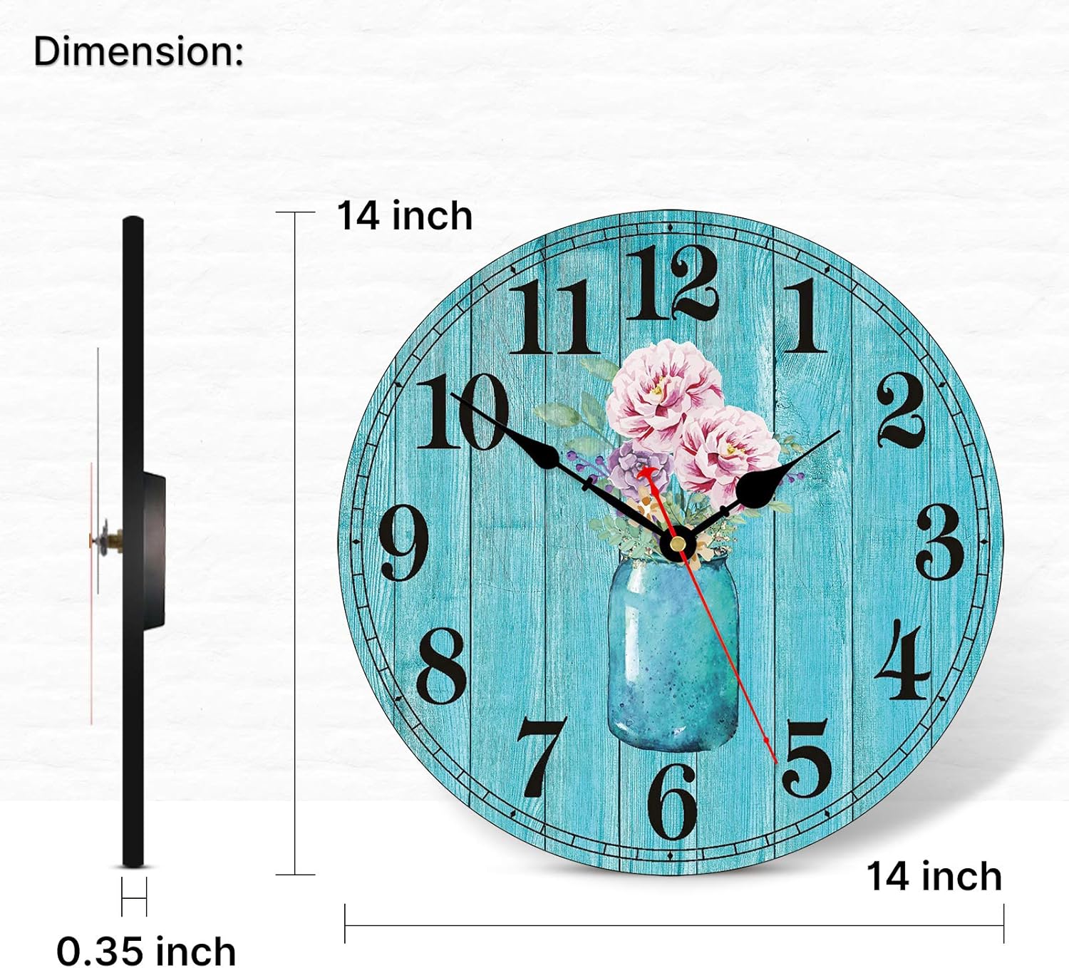 Vintage Mid-Century Wood Wall Clock — 14" - View 5