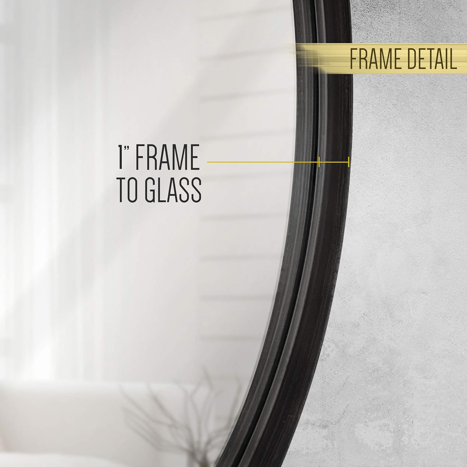 Round Boho Black Wall Mirror — 5" - View 5