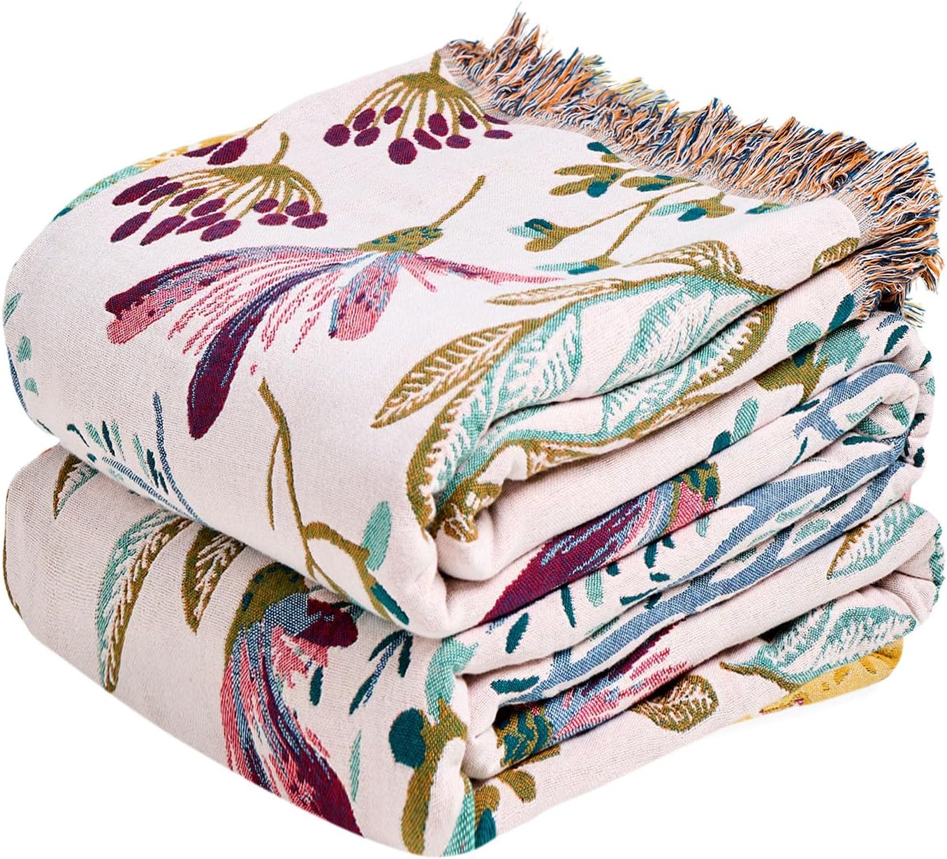 Boho Blue Throw Pillow — 60" — Pink Flower