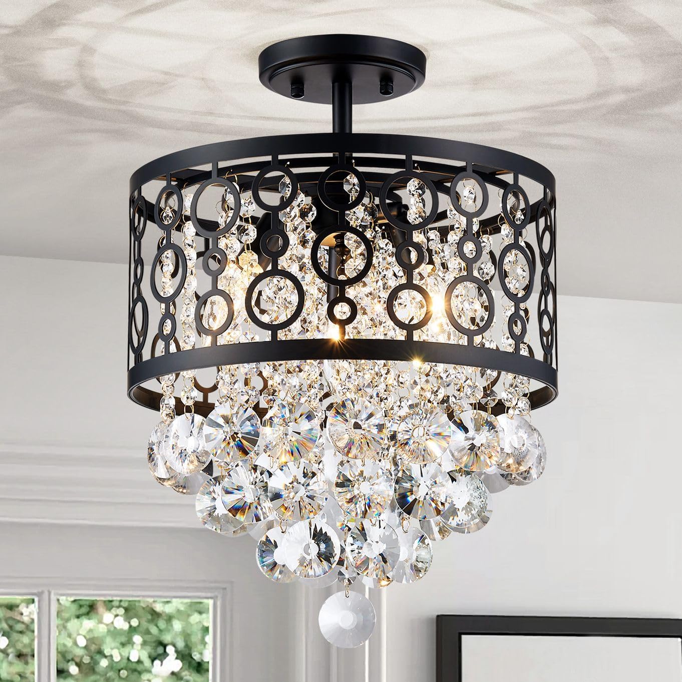 Luxe Black Chandelier — 3-Light — Ceiling Light, Black, 3-Light