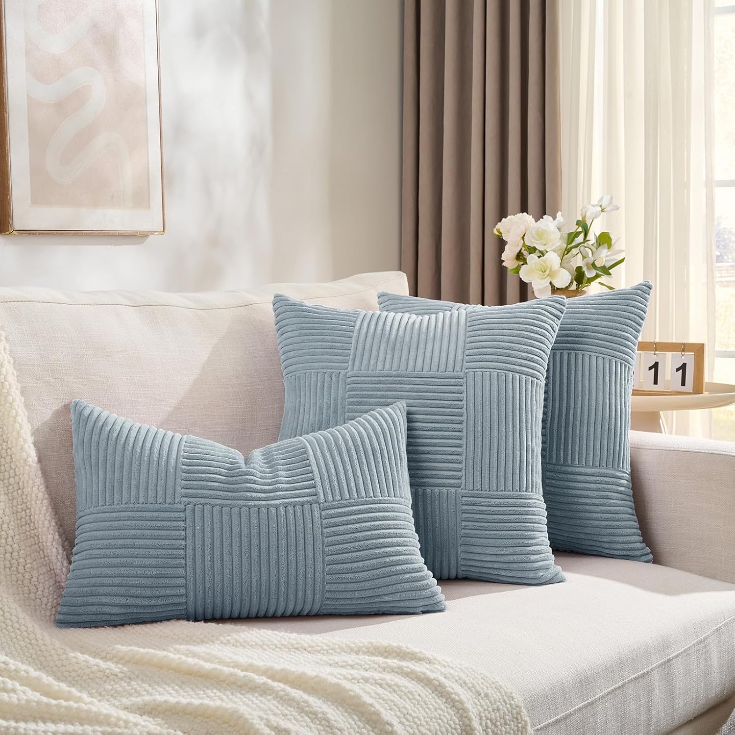 Boho Beige Throw Pillow Cover — 2-Light - View 5