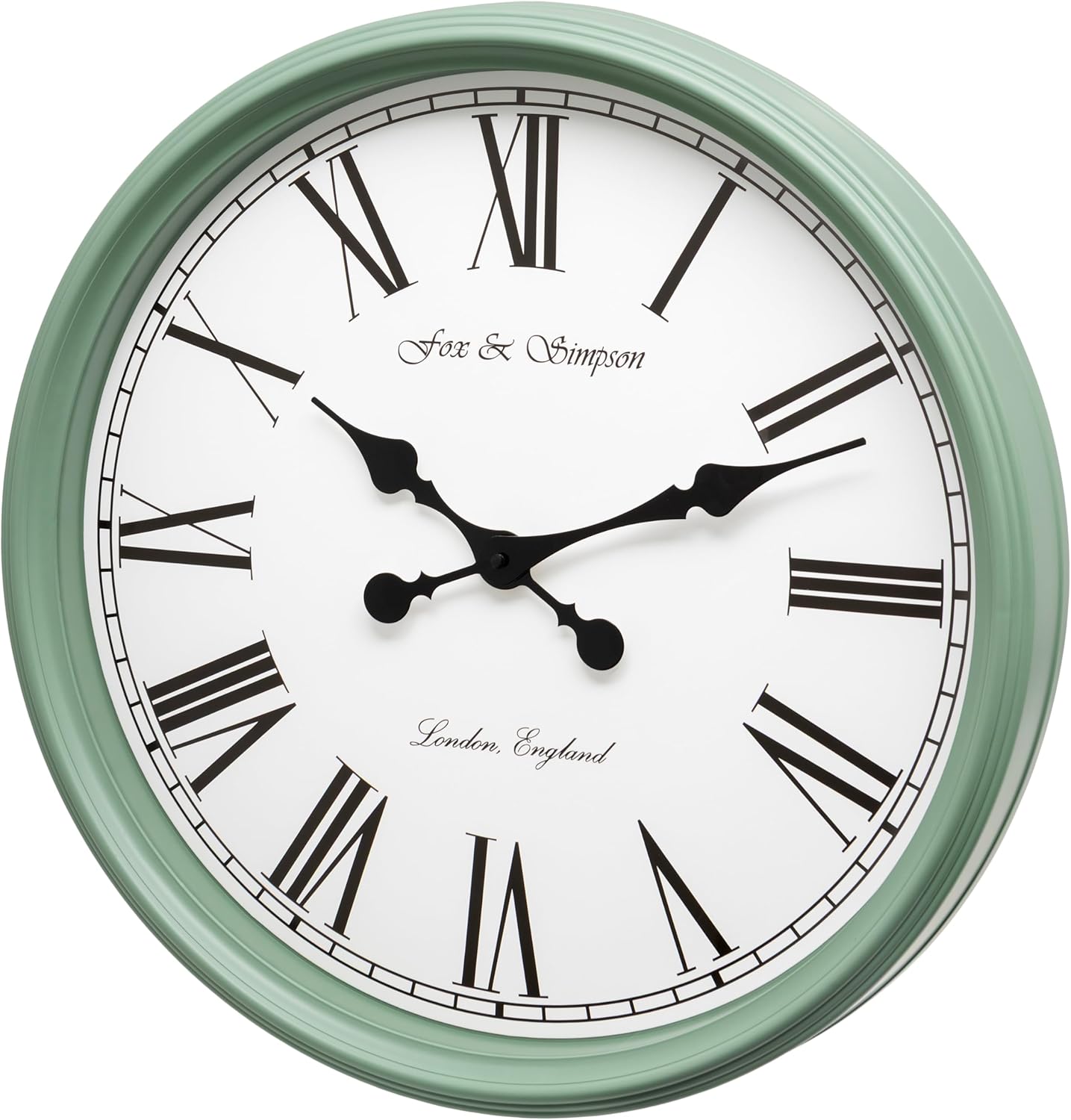 Black Wall Clock — Duck Egg Green