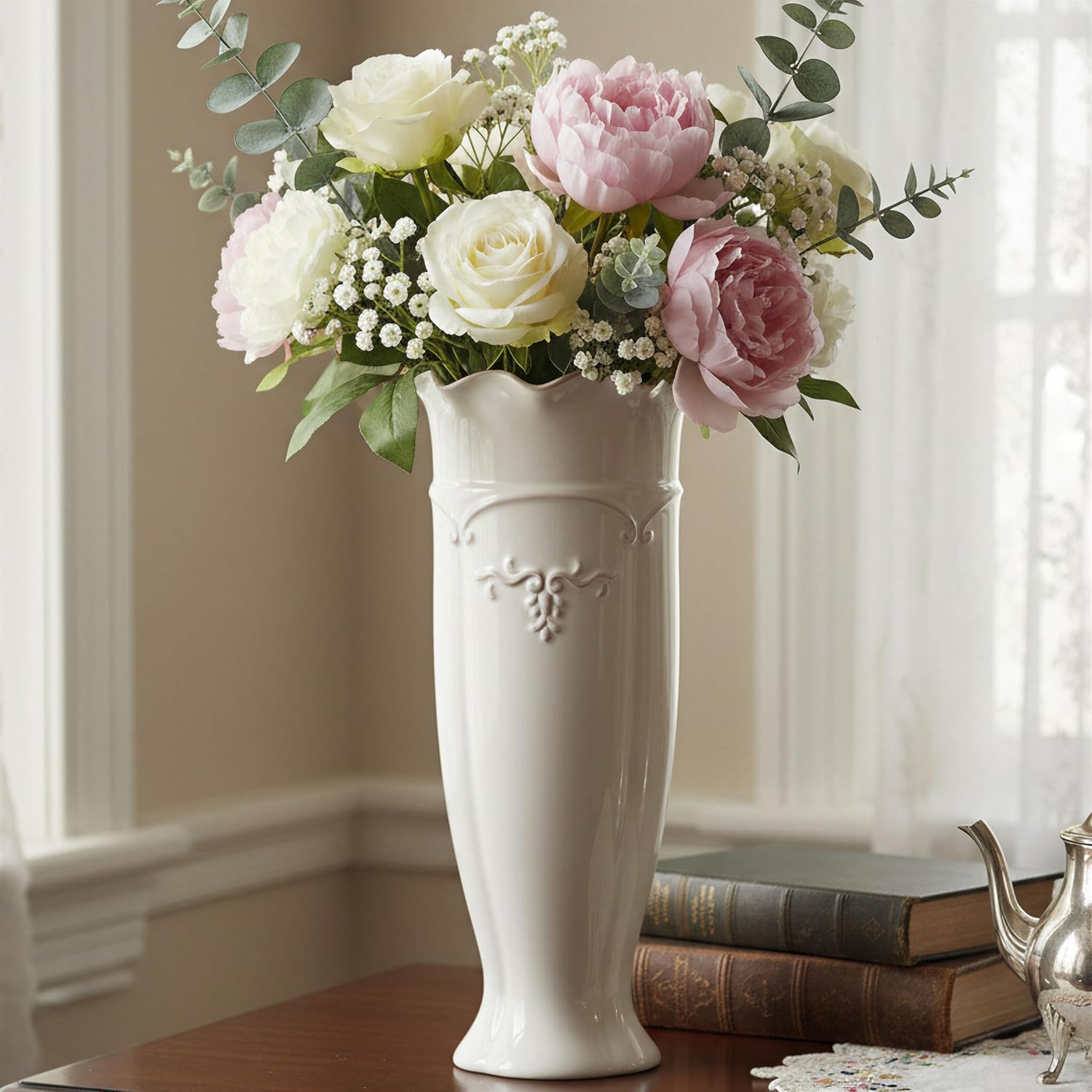 Vintage Ceramic Flower Vase — 11.6" — Large - Height-11.6''
