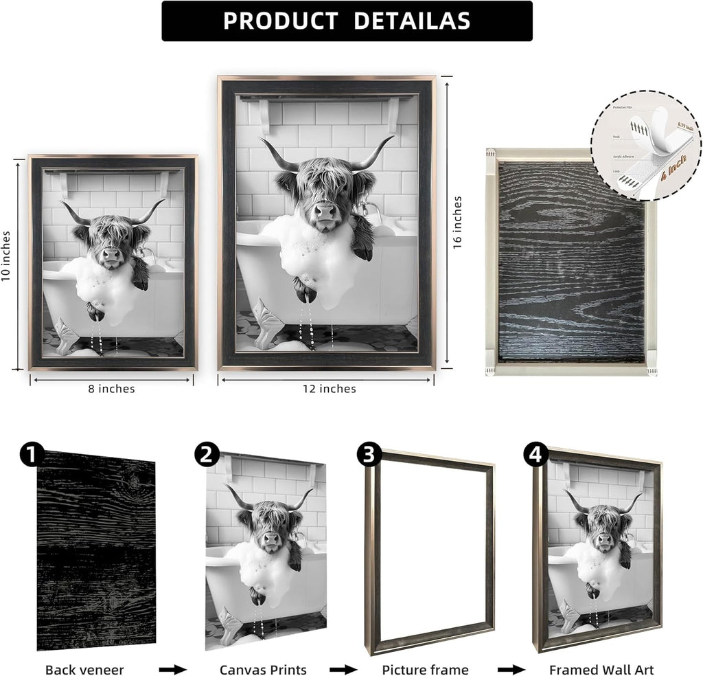Framed Farmhouse Black Wall Decor — 10" - View 3