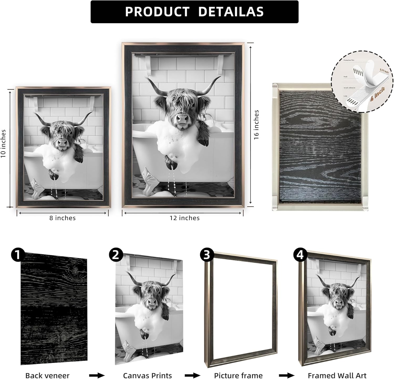 Framed Farmhouse Black Wall Decor — 10" - View 3