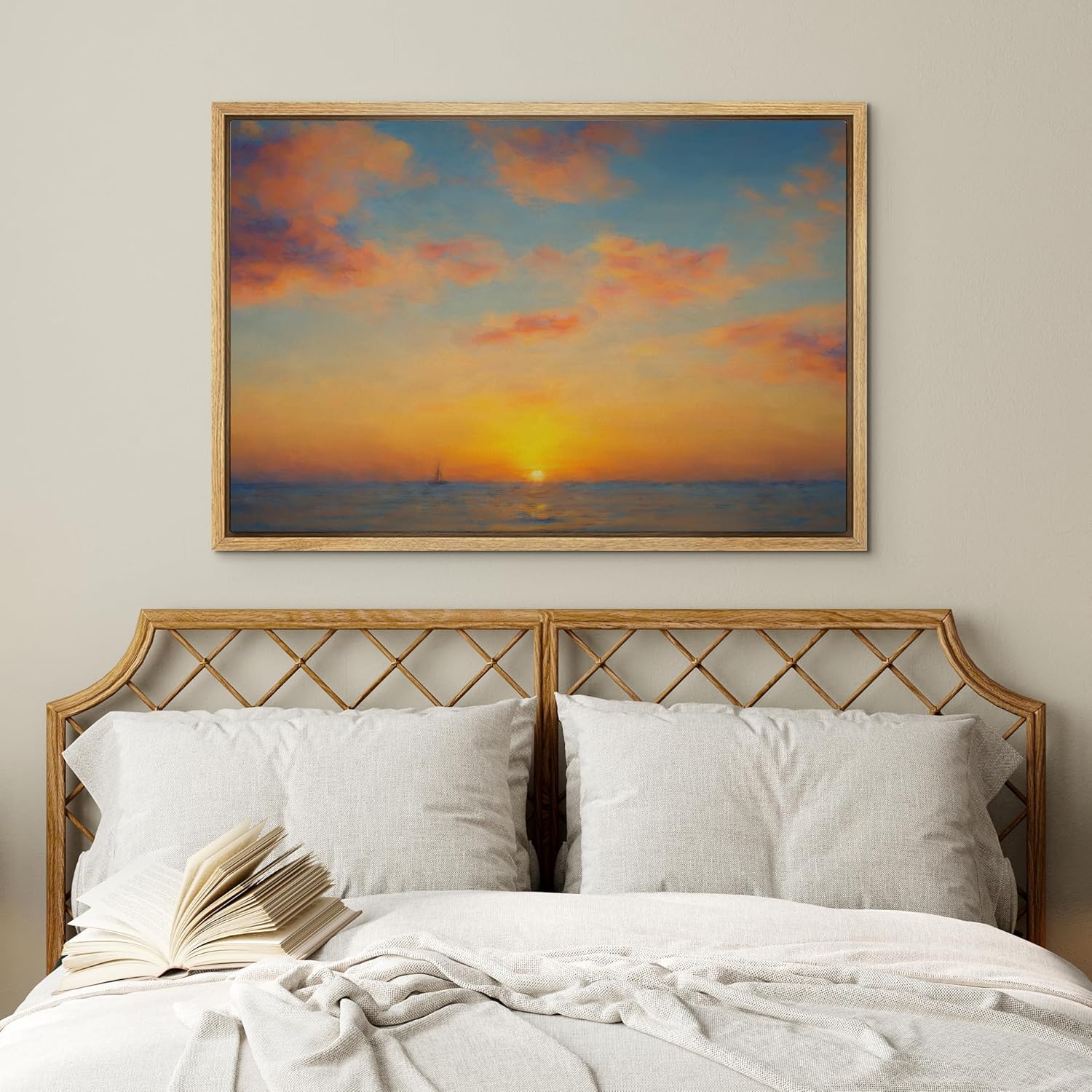 Framed Farmhouse Beige Wall Art — 16" - View 3