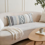 Lumbar Boho Blue Pillow Cover — 14x36 - View 5