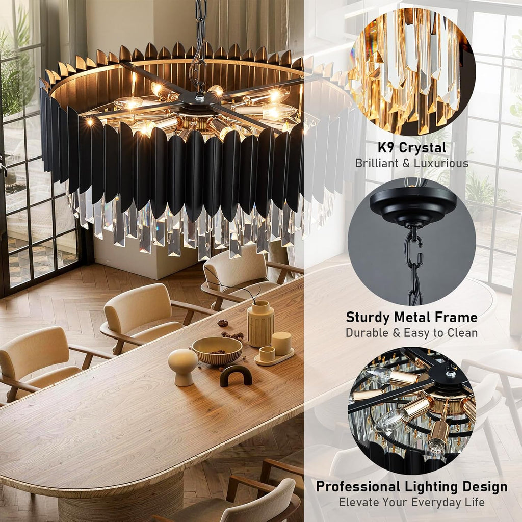 Round Luxe Black Chandelier — 24" - View 2