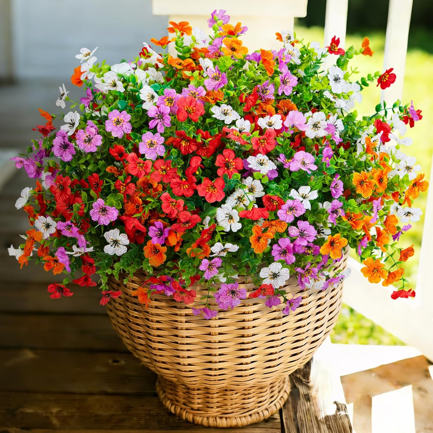 White Faux Plant — 4 Color Mixed (3 Purple,3 Red,3 Orange,3 White)