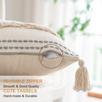 Tufted Boho Beige Throw Pillow Cover — 18" - View 3
