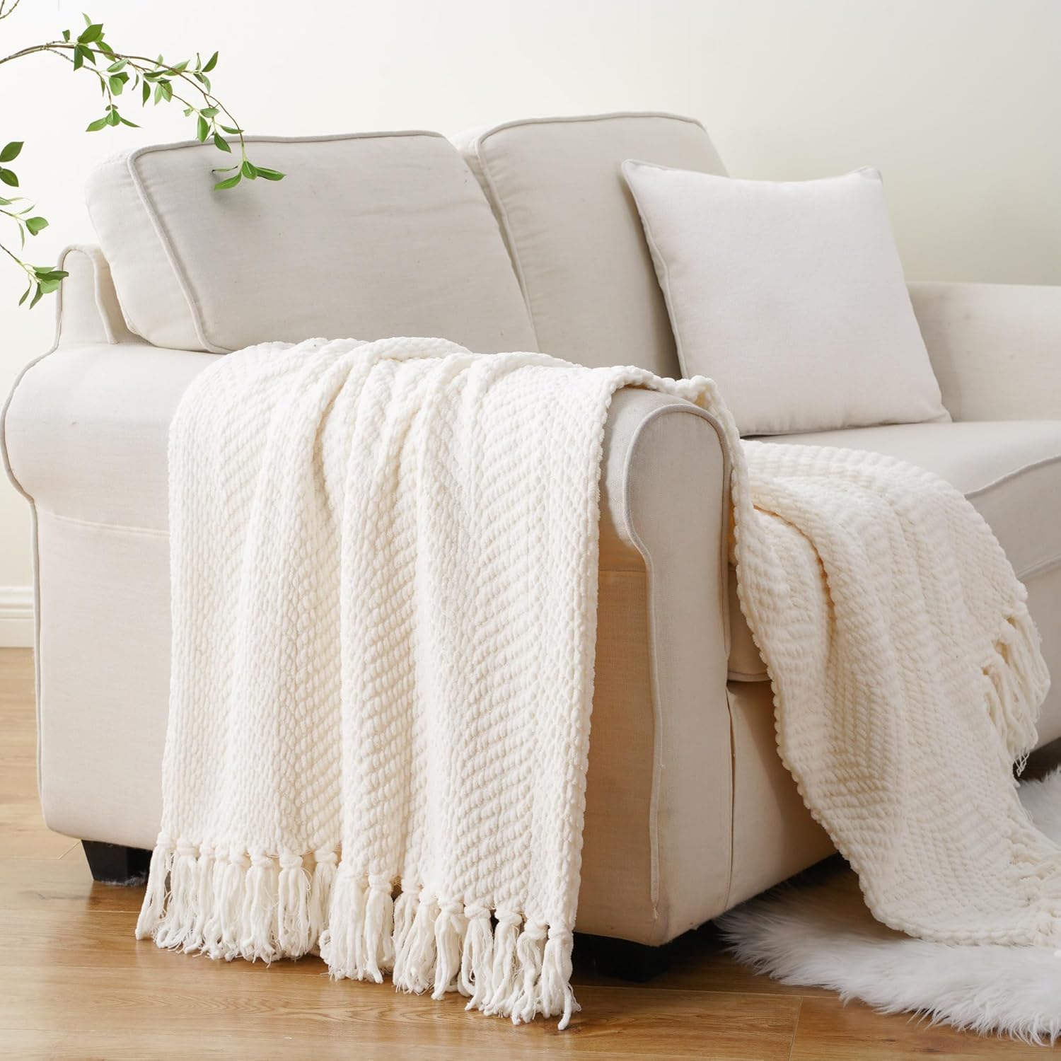 Beige Throw Pillow — 50" - View 2
