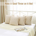 Velvet Boho Beige Throw Pillow Cover — 20" - View 3