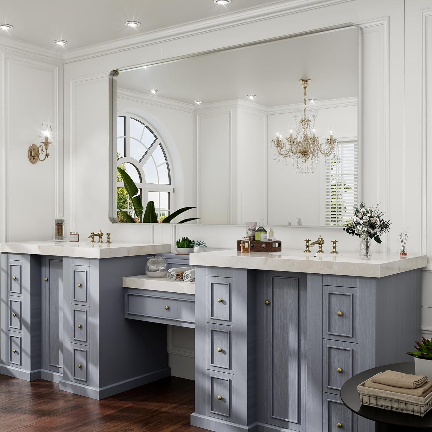 Black Vanity Mirror — 30" — Silver