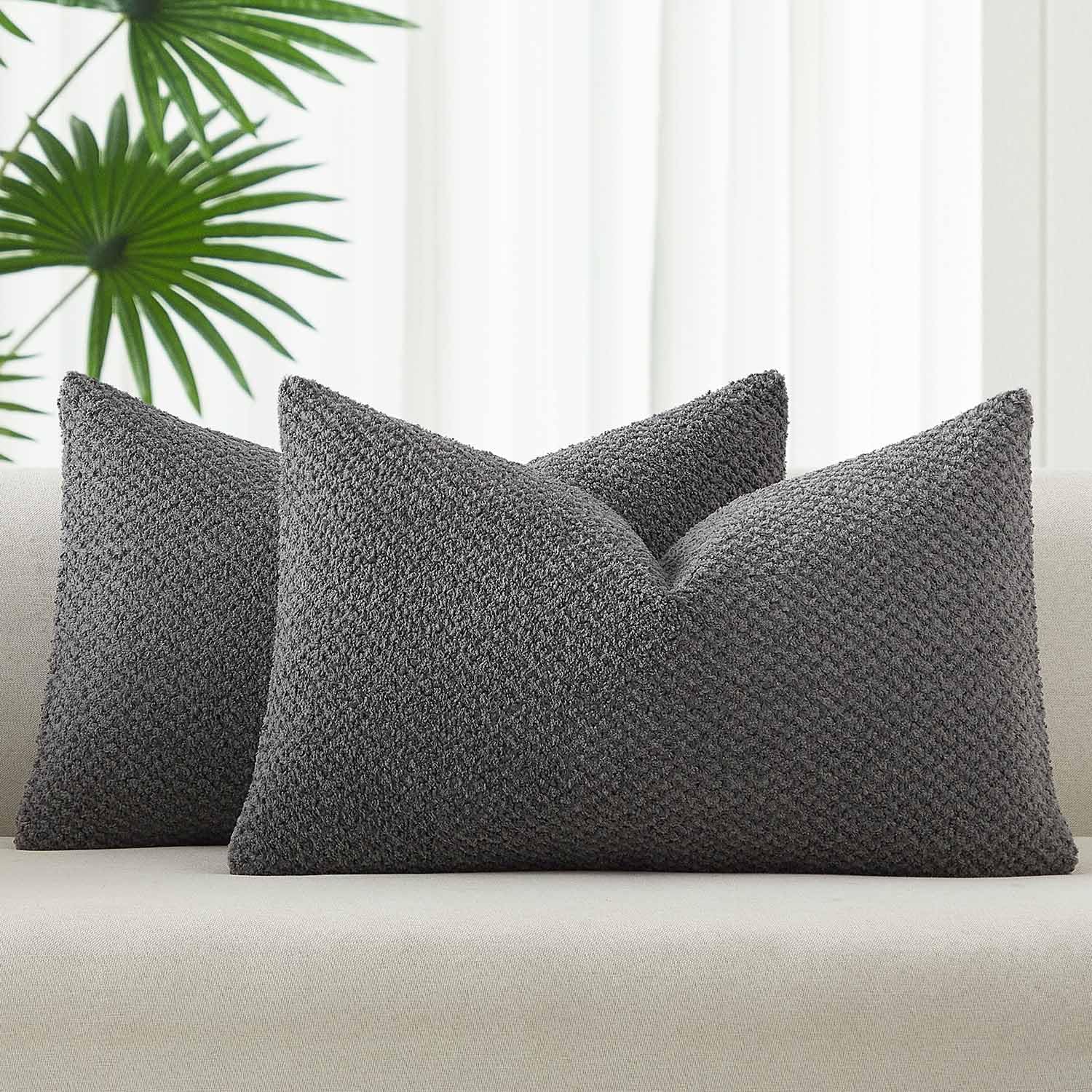 Boho Beige Throw Pillow Cover — 18" — Dark Gray