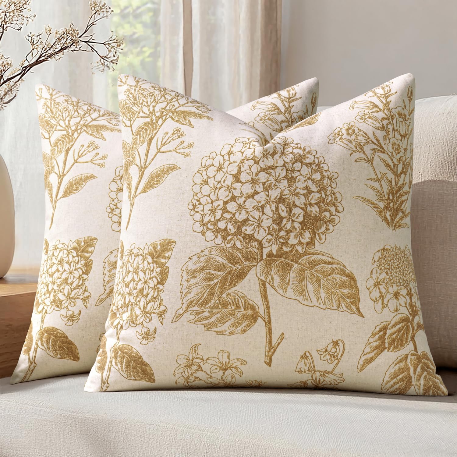 Vintage Boho Beige Pillow Cover — 20" — 18" x 18" (Pack of 2)