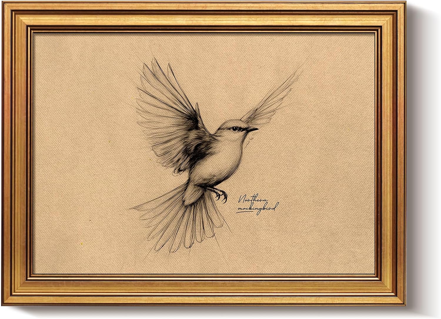 Framed Luxe Blue Wall Art — 16" — Texas State Bird
