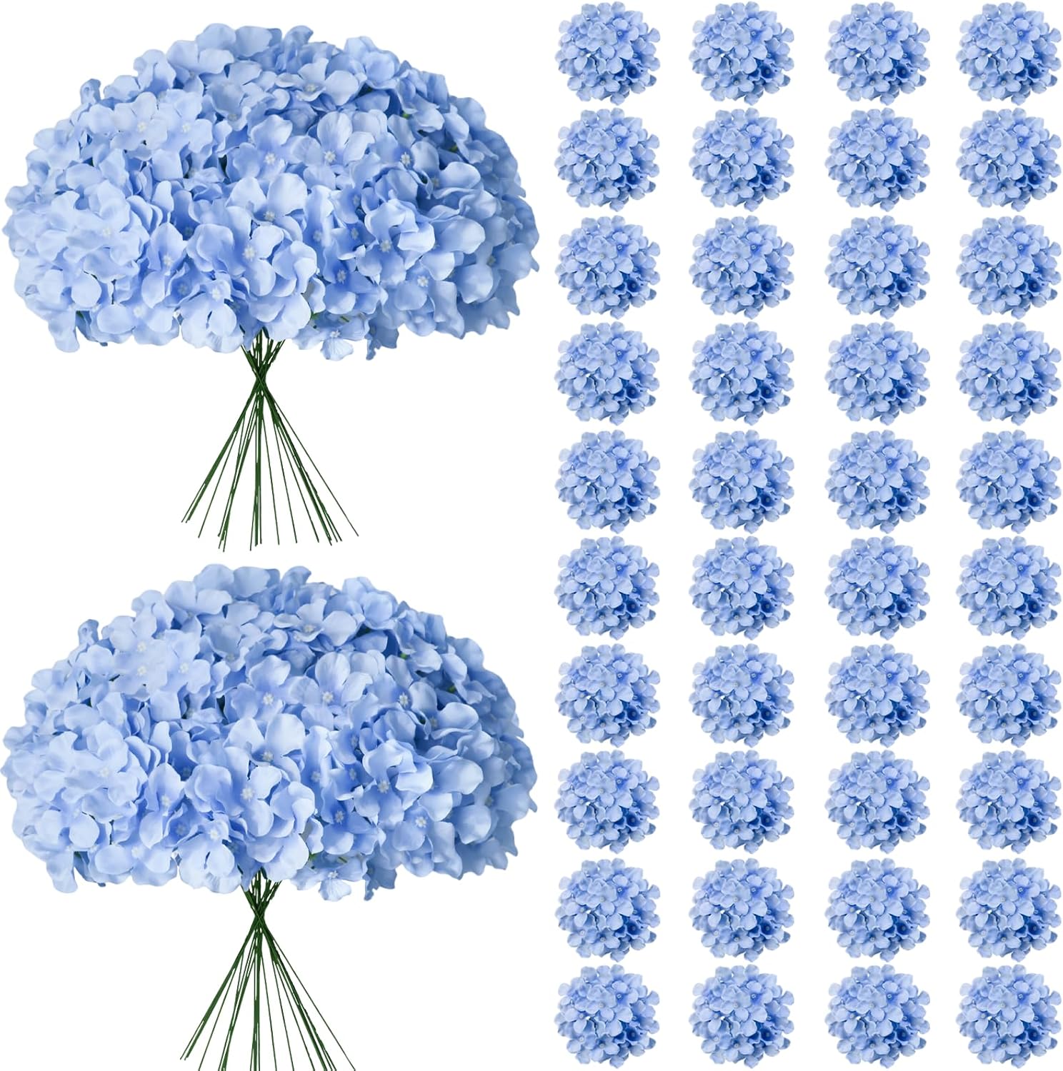 Blue Artificial Flowers — 65 Pcs