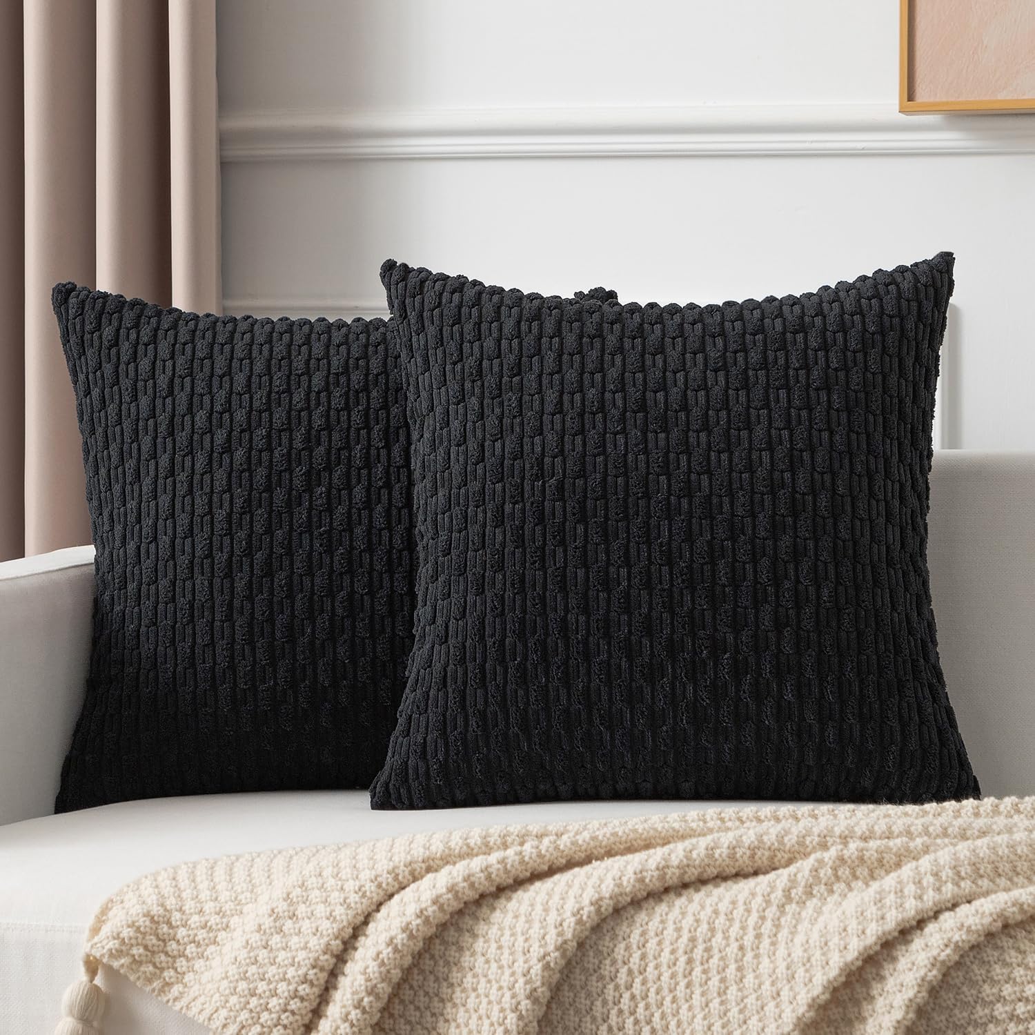Boho Beige Throw Pillow Cover — 18" — 16" x 16" (Pack of 2)