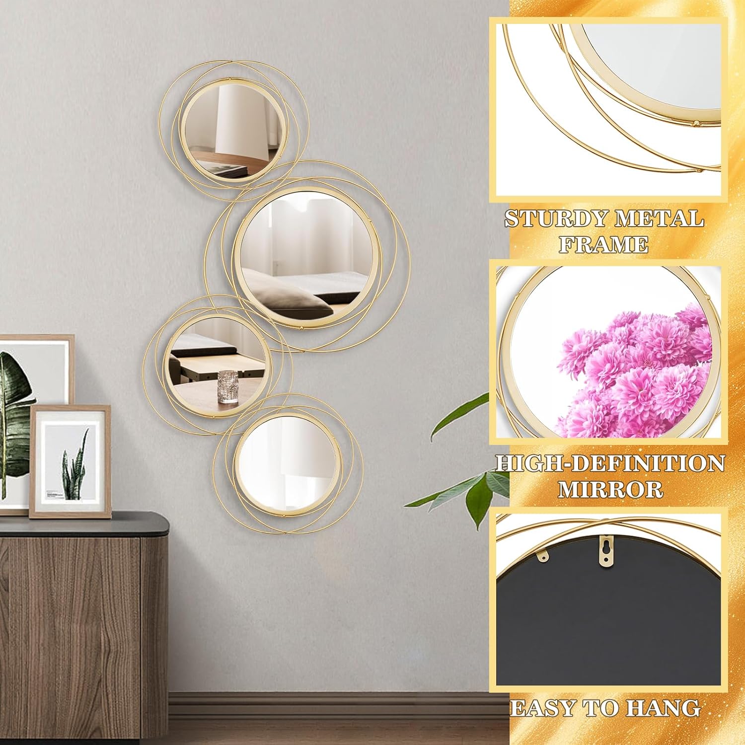 Boho Black Round Mirror - View 5