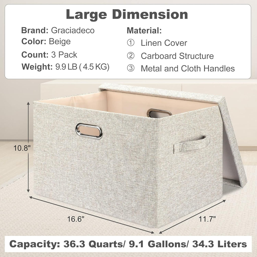 Linen Beige Storage Bin — 6x11 - View 2