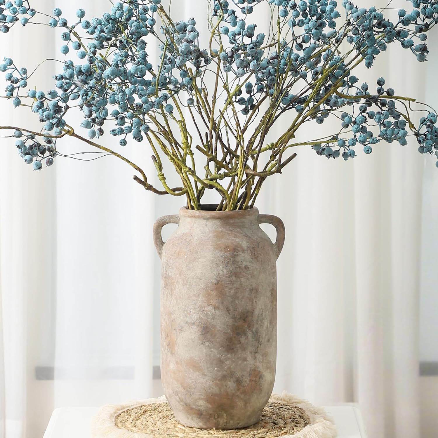 Vintage Farmhouse Brown Flower Vase — 7.6" — 12" Retro