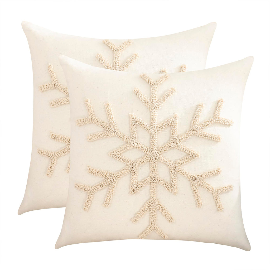 Tufted Beige Throw Pillow Cover — 18"