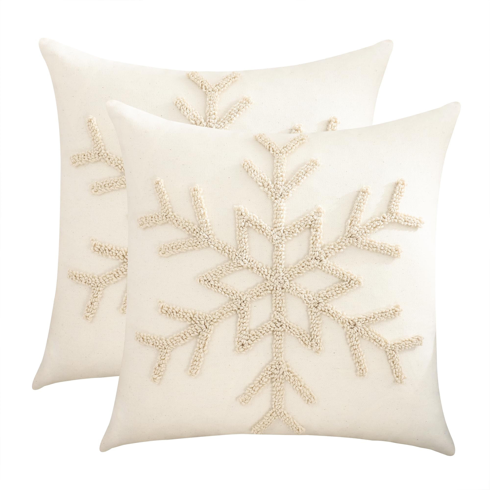Tufted Beige Throw Pillow Cover — 18"