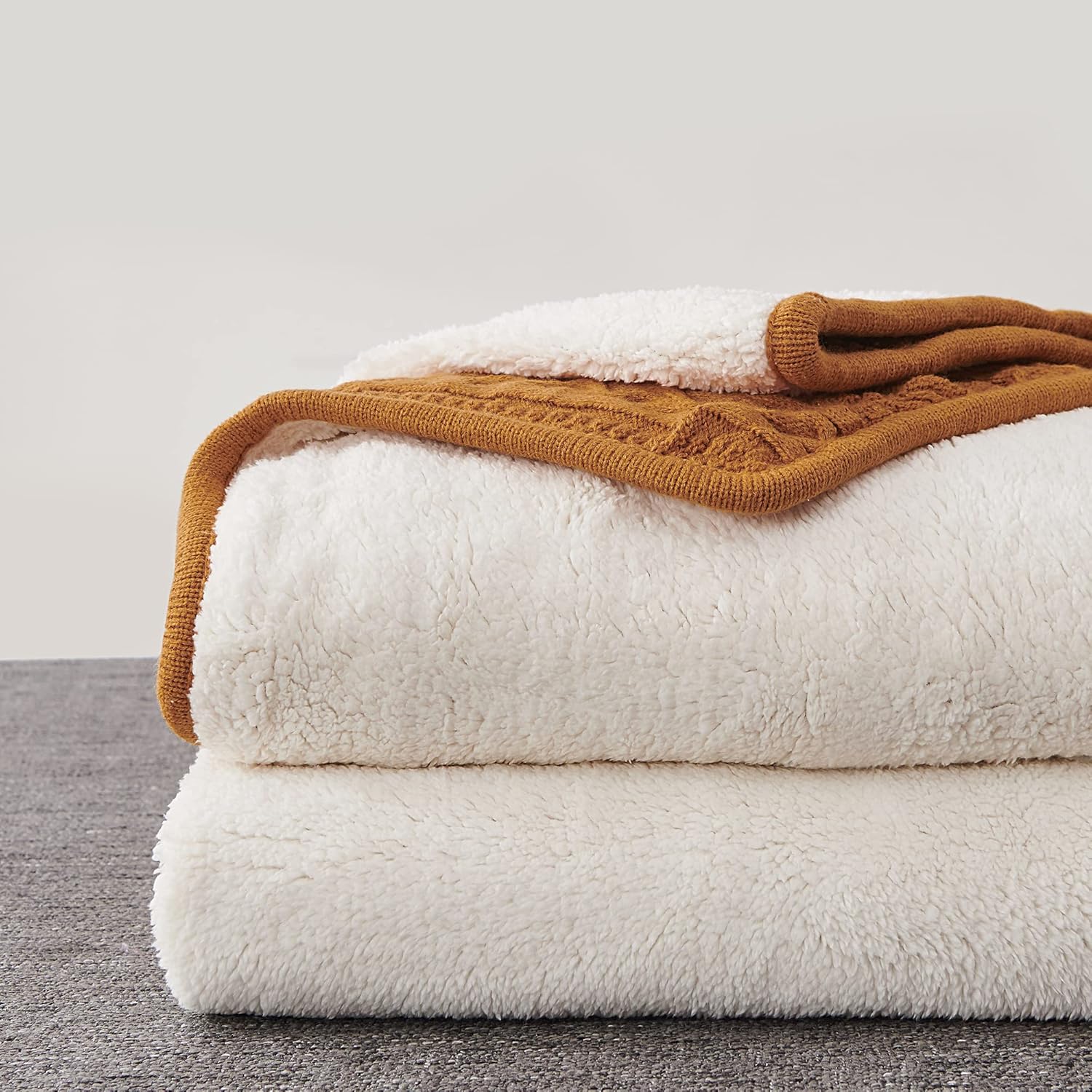 Knit Beige Throw Pillow — 50" - View 2