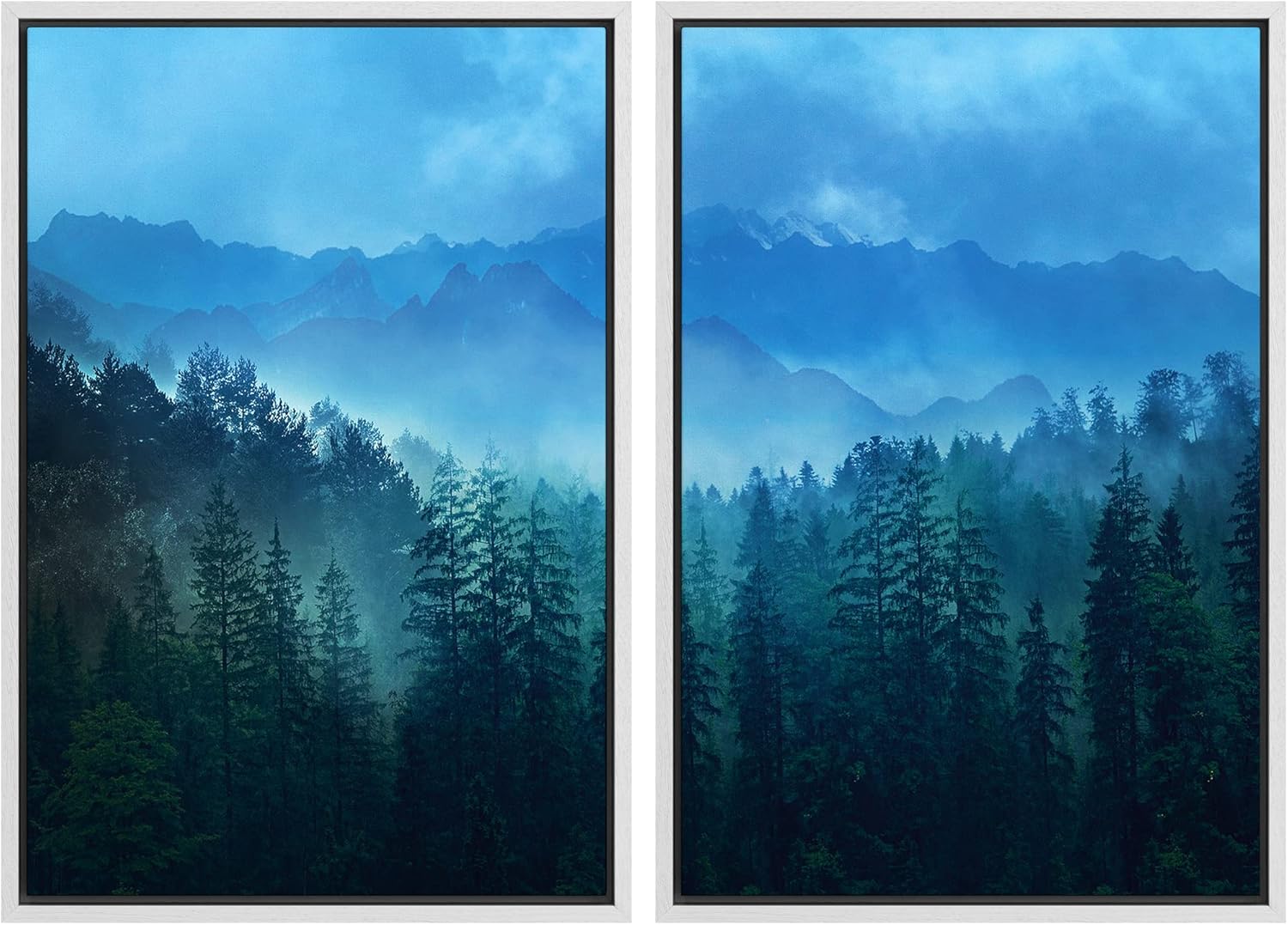 Framed Farmhouse Fabric Canvas Wall Art — 24" — 16" x 24" x 2 Panels WHITE
