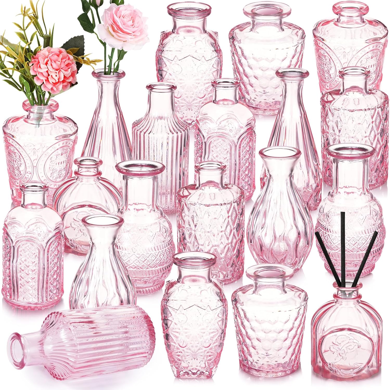 Vintage Blue Flower Vase — Gradient Pink