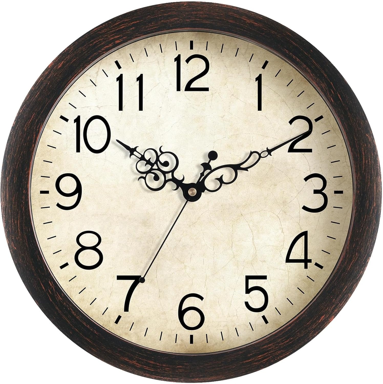 Battery Operated Farmhouse Brown Wall Clock — 14" — A_bronze
