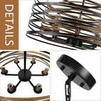 Round Farmhouse Black Chandelier — 6-Light - View 7