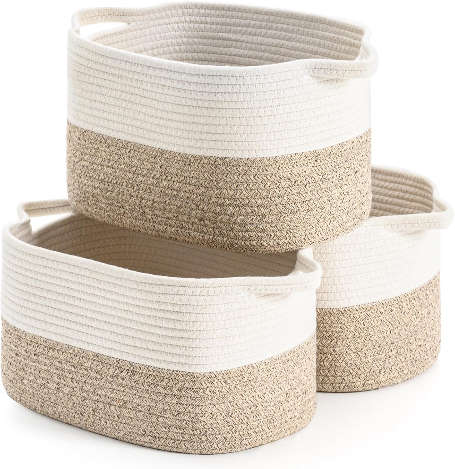 Boho Beige Throw Pillow — 7" — White&Brown-3PCS